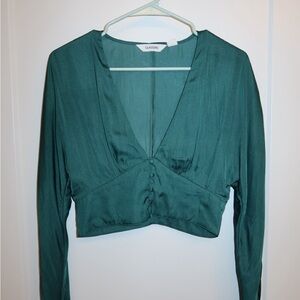 Glassons green silk long sleeve top